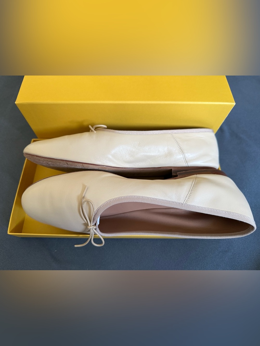 Beige/“Dune” Mansur Gavriel Italian lambskin Leather Ballet Flats - Picture 4 of 5